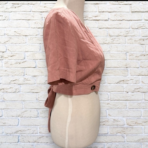 TOPSHOP Wrap Crop Top in Dusty Rose Size 6 - Picture 4 of 7